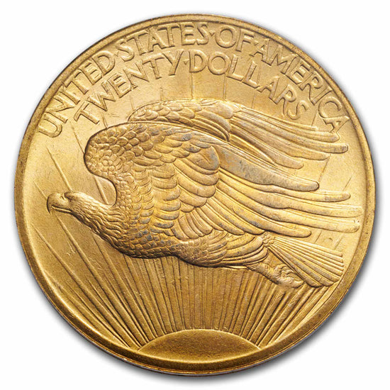 1907 $20 Saint Gaudens Gold Double Eagle MS66 PCGS reverse