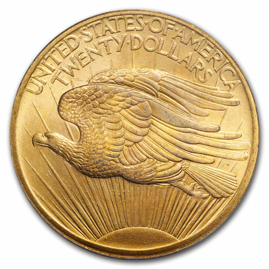 1907 $20 Saint Gaudens Gold Double Eagle MS66 PCGS reverse