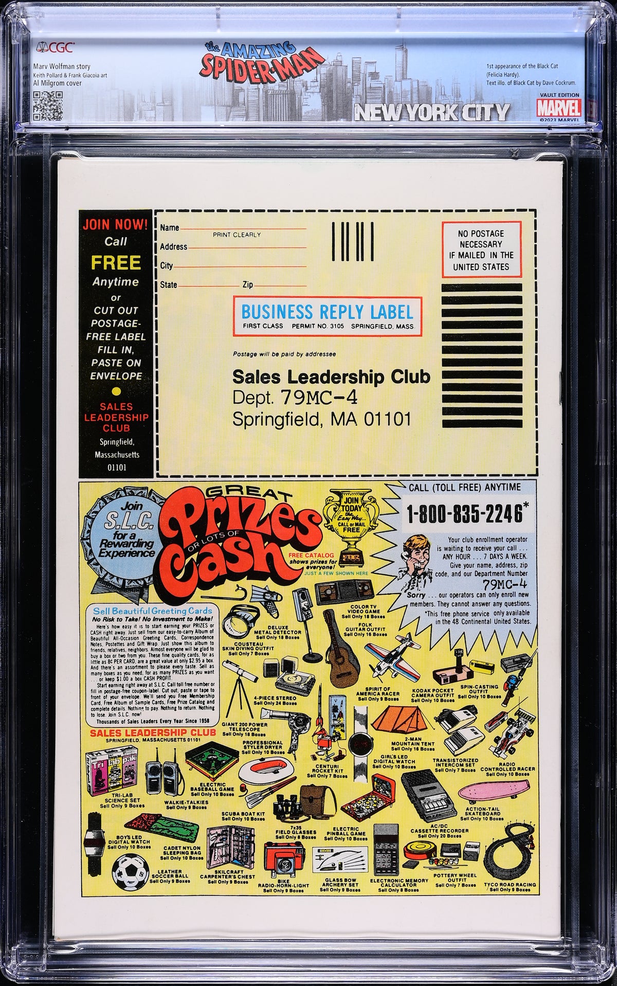 The Amazing Spider-Man #194 (Marvel Comics, July 1979), Newsstand Edition, in a CGC 9.8 holder with the CGC Unvaulted NYC Spidey custom label – back view