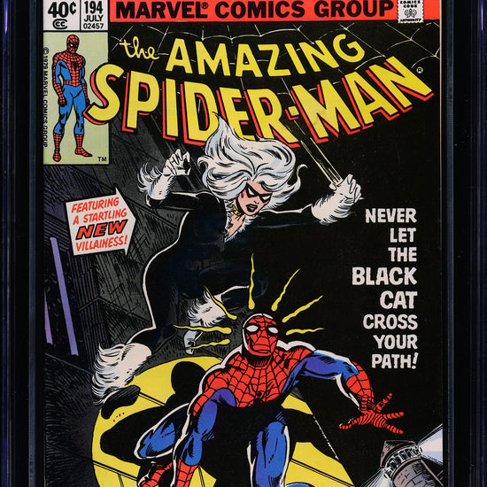 The Amazing Spider-Man #194 (Marvel Comics, July 1979), Newsstand Edition, in a CGC 9.8 white pages holder – front view