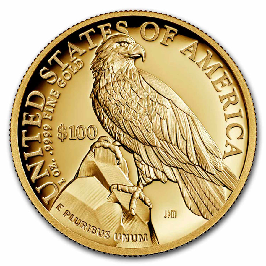 2023 W High Relief American Liberty Gold PR70 DCAM reverse, bald eagle on rock outcropping