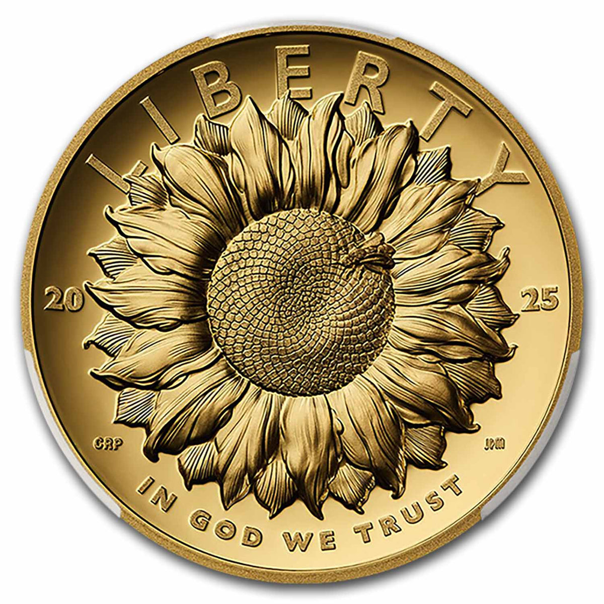 2025 W High Relief American Liberty Gold PR70 DCAM obverse, sunflower and bee