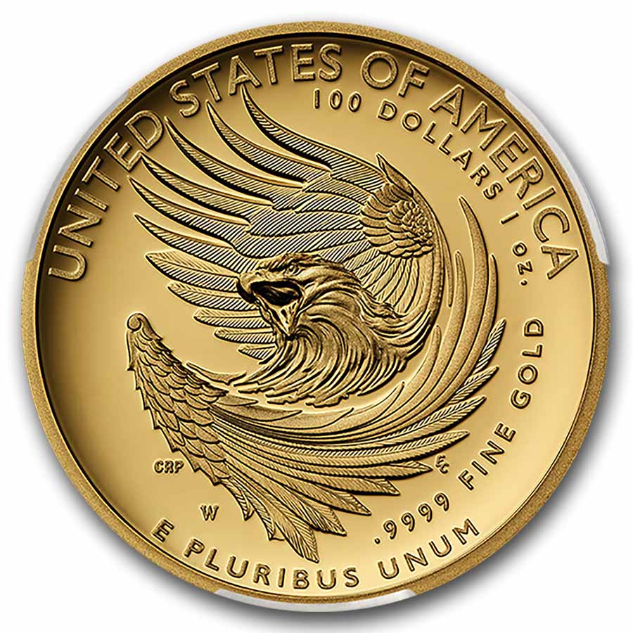 2025 W High Relief American Liberty Gold PR70 DCAM reverse, swirling bald eagle