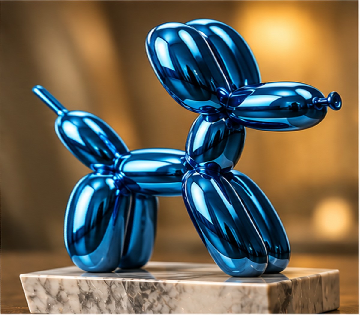 Blue balloon dog sculpture