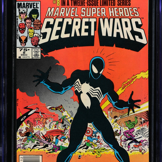 Marvel Super Heroes Secret Wars #8 (Marvel Comics, December 1984), Newsstand Edition, in a CGC 9.8 white pages holder – front view