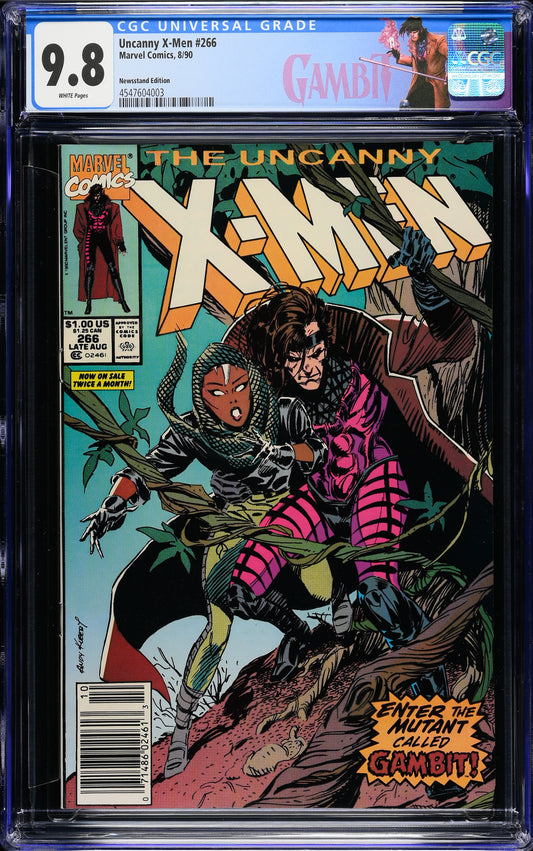 The Uncanny X-Men #266 (Marvel Comics, August 1990), Newsstand Edition, in a CGC 9.8 white pages holder – front view