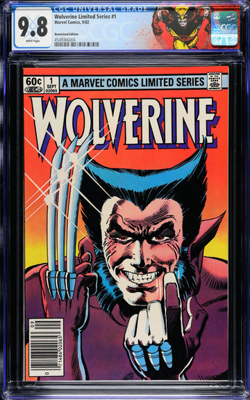 Wolverine Limited Series #1 (Marvel Comics, September 1982), Newsstand Edition, in a CGC 9.8 white pages holder – front view