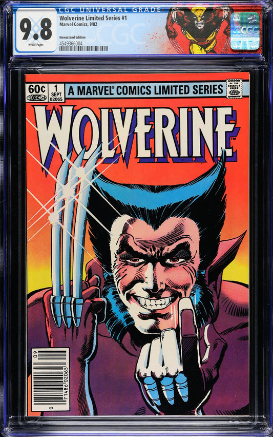 Wolverine Limited Series #1 (Marvel Comics, September 1982), Newsstand Edition, in a CGC 9.8 white pages holder – front view