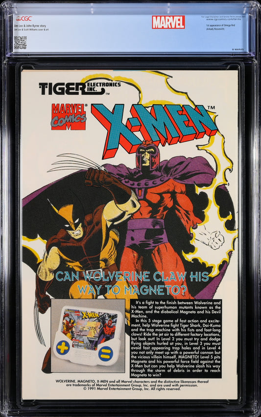 X-Men #4 (Marvel Comics, January 1992), Newsstand Edition, in a CGC 9.8 holder with the CGC Wolverine #17 cover by John Byrne custom label – back view